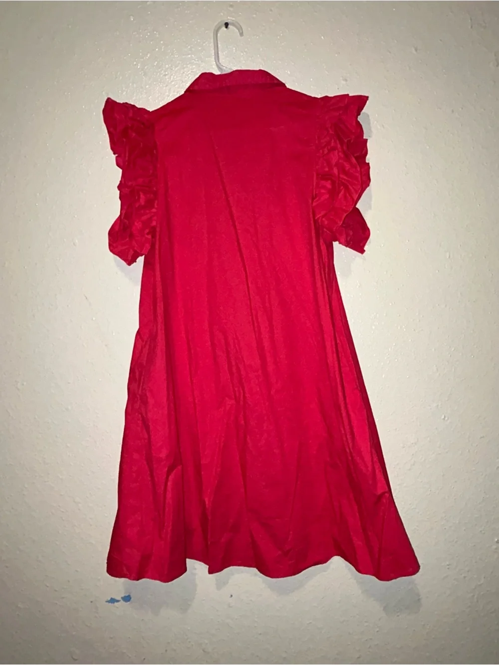 crown & ivy Hot Pink Button-Front Ruffle Sleeve Dress